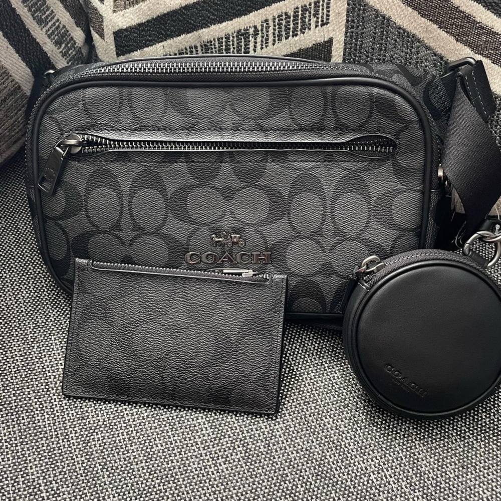 Coach Signature Black Belt Bag Set